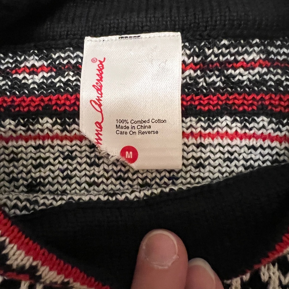 Hanna Andersson Black /White / Red Snowflake Patterned Sweater - Picture 3 of 5